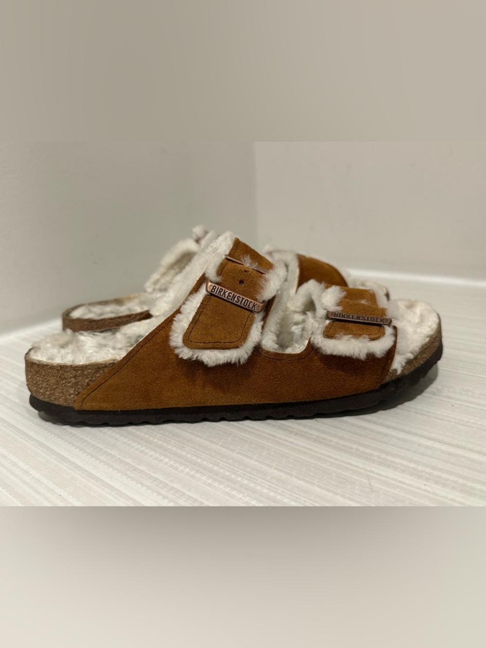 Birkenstock Arizona Shearling Suede Brown Mink Cognac Women’s EU 41 US 10